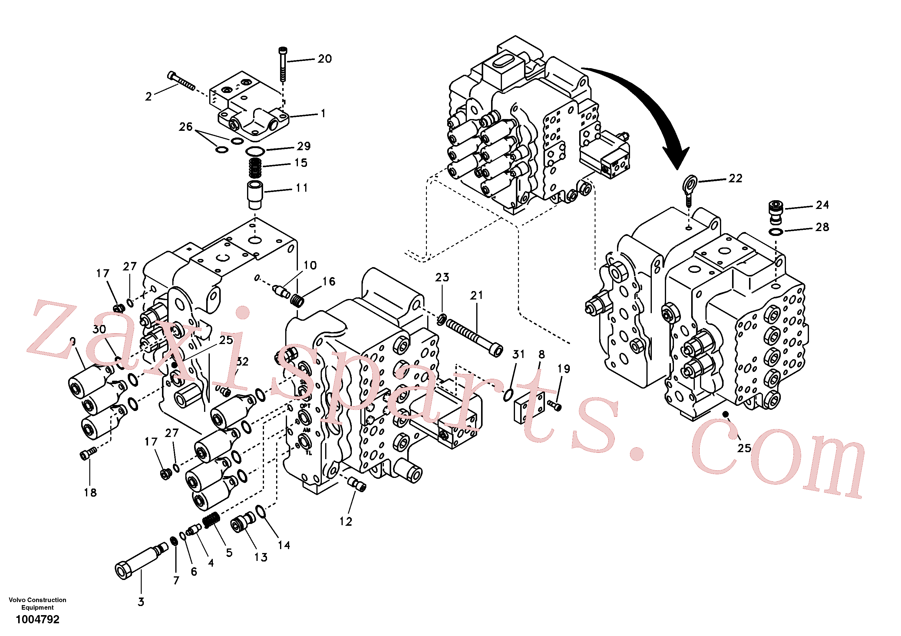 VOE14880071 for Volvo Main control valve, relief valve and boom holding(1004792 assembly)