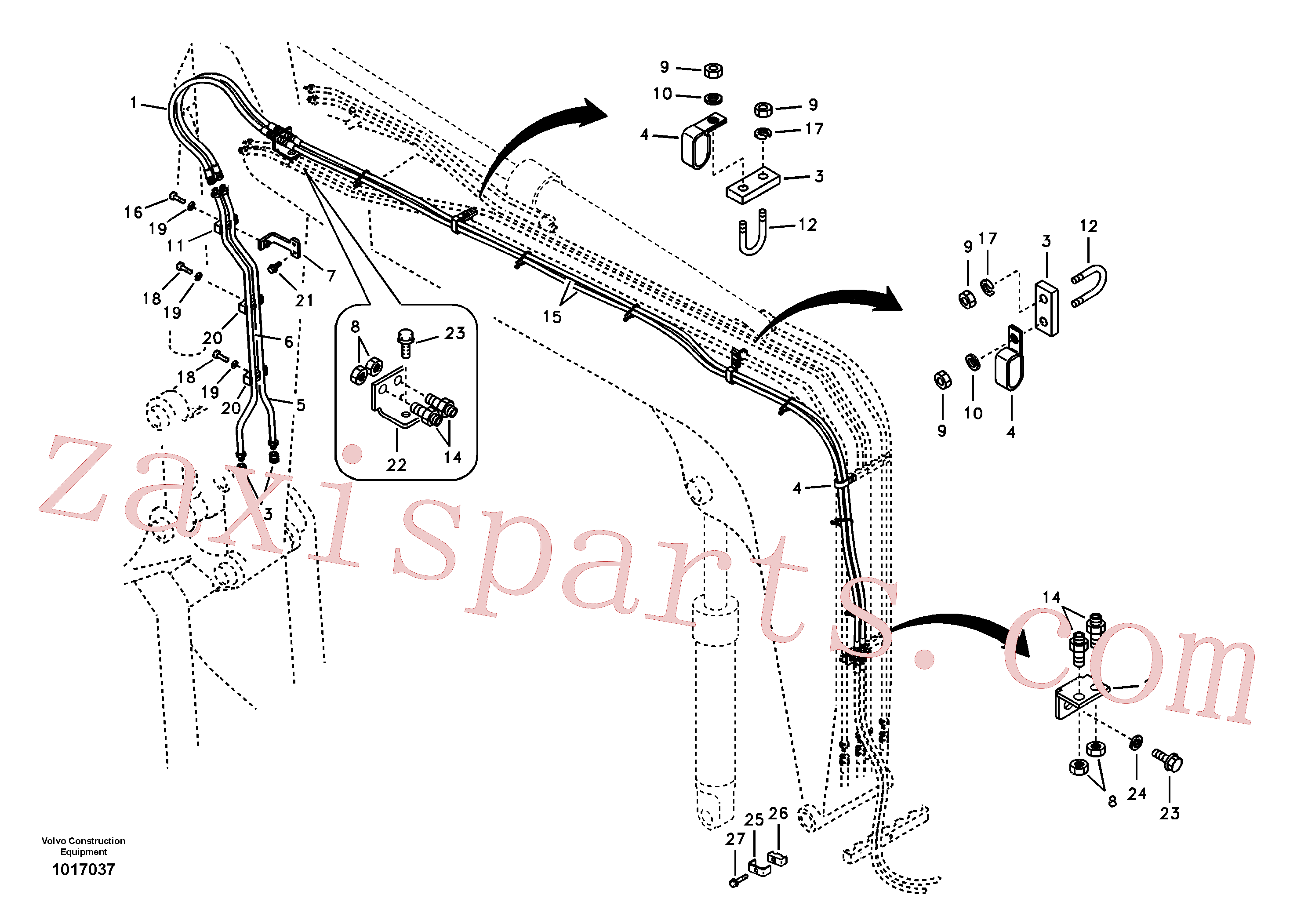 VOE14510564 for Volvo Working hydraulic, quick fit on boom(1017037 assembly)