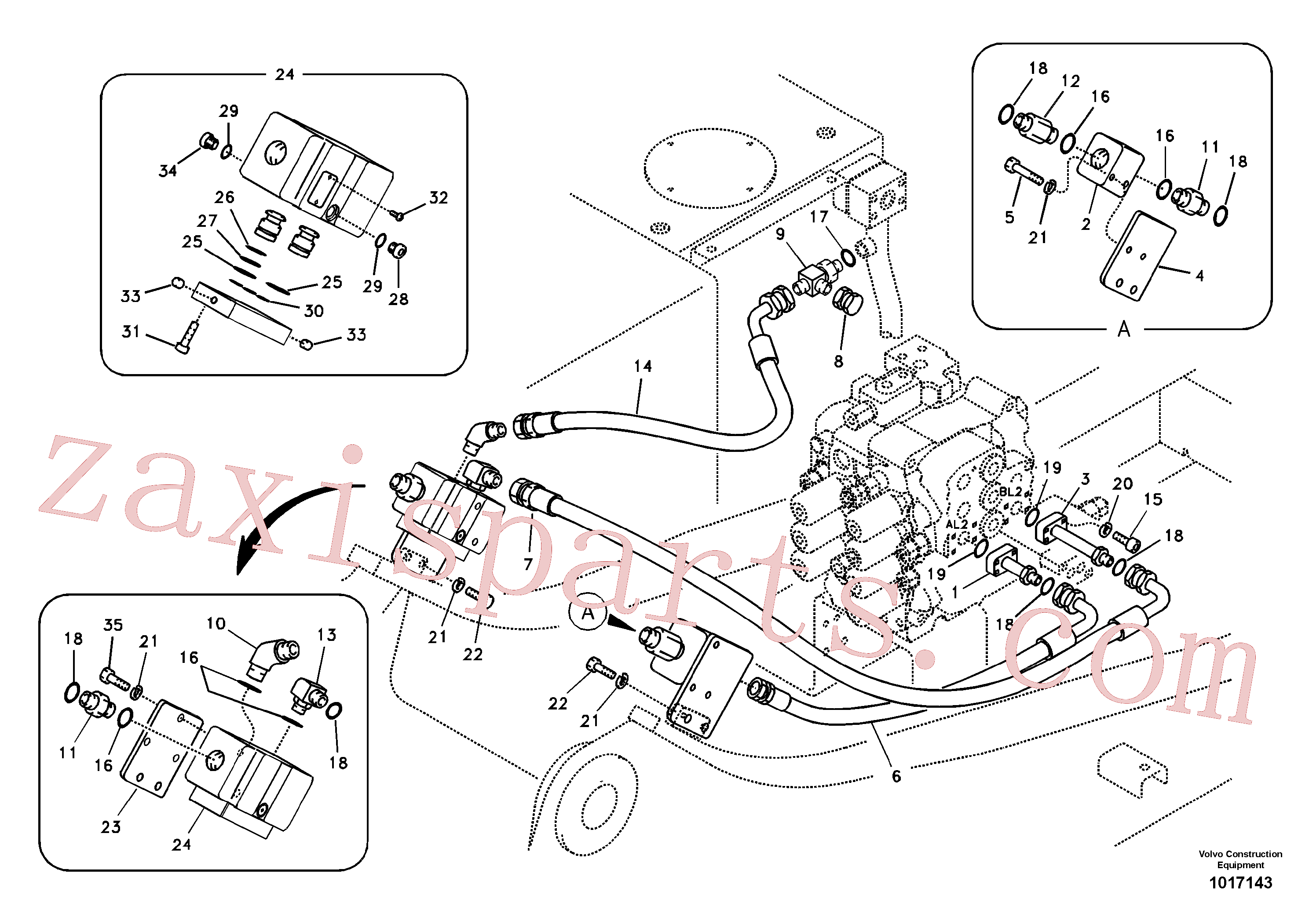 VOE14880071 for Volvo Working hydraulic, hammer and shear for upper(1017143 assembly)