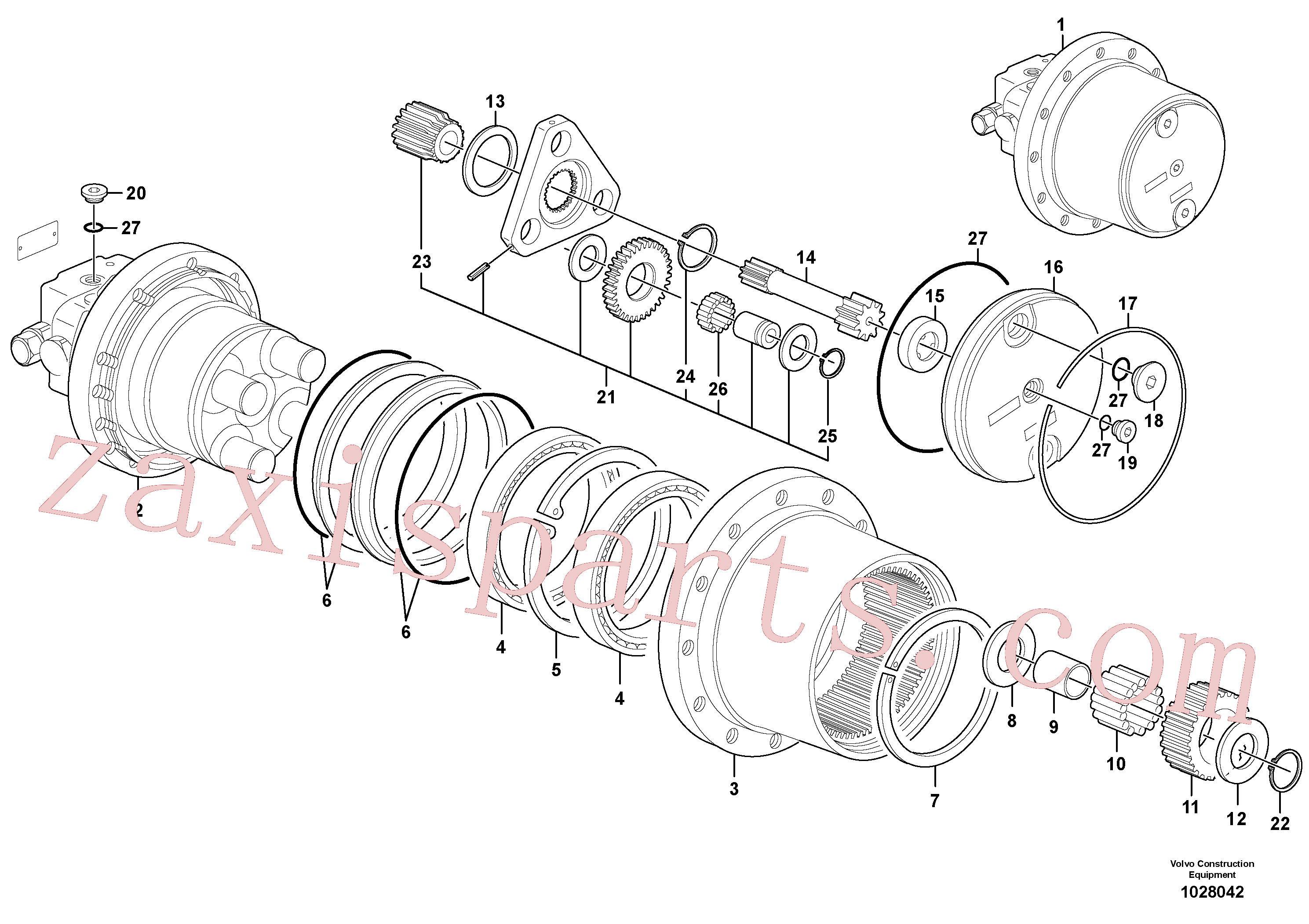 VOE11808037 for Volvo Hydraulic travelling motor(1028042 assembly)