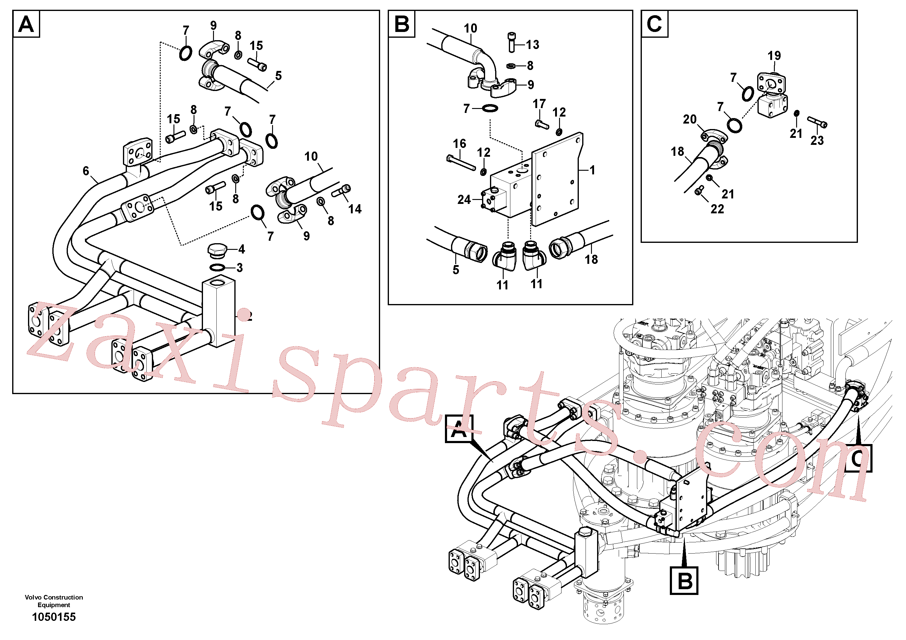 VOE14680543 for Volvo Hydraulic system, control valve to boom(1050155 assembly)