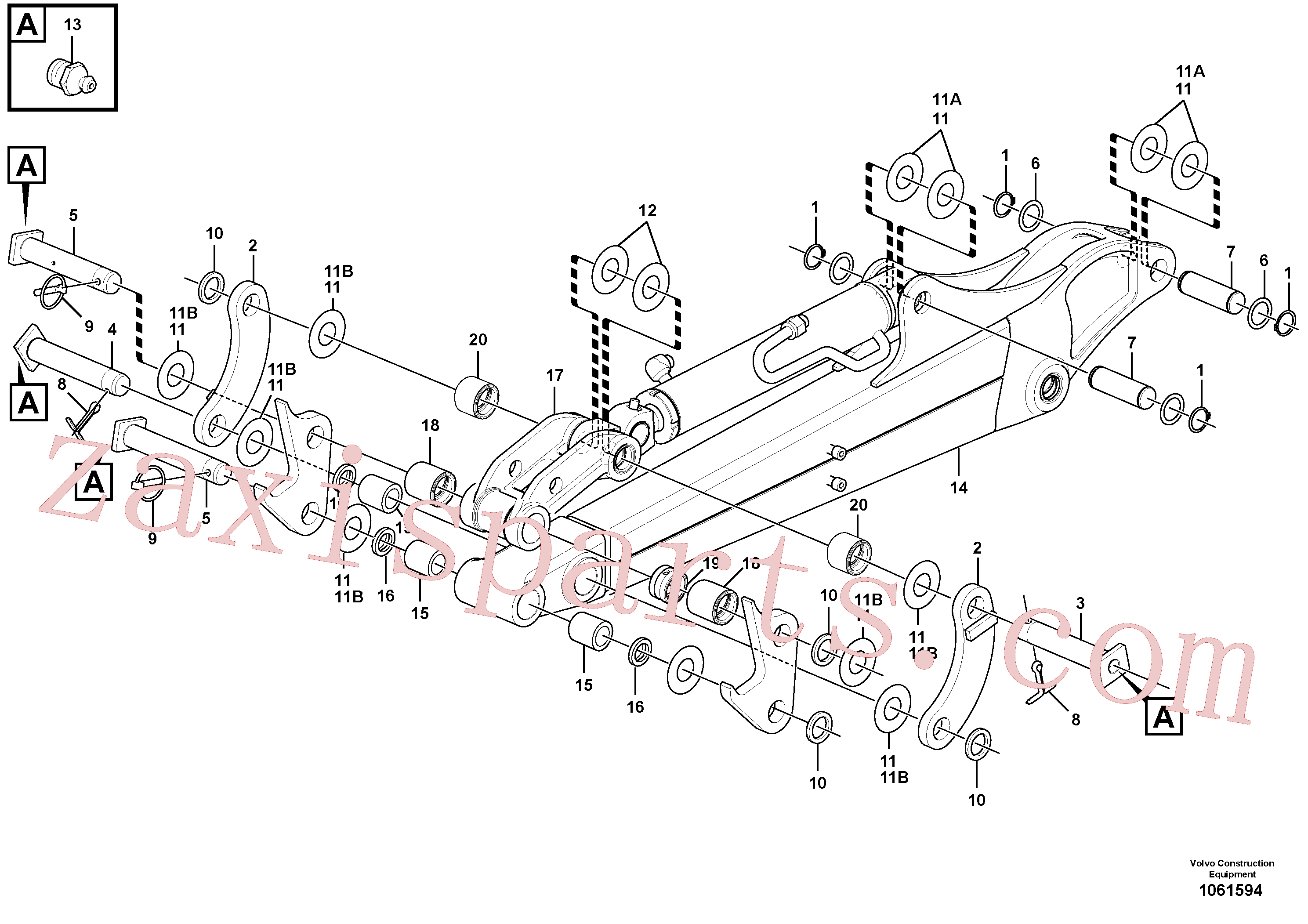 VOE11805309 for Volvo Dipper arm(1061594 assembly)