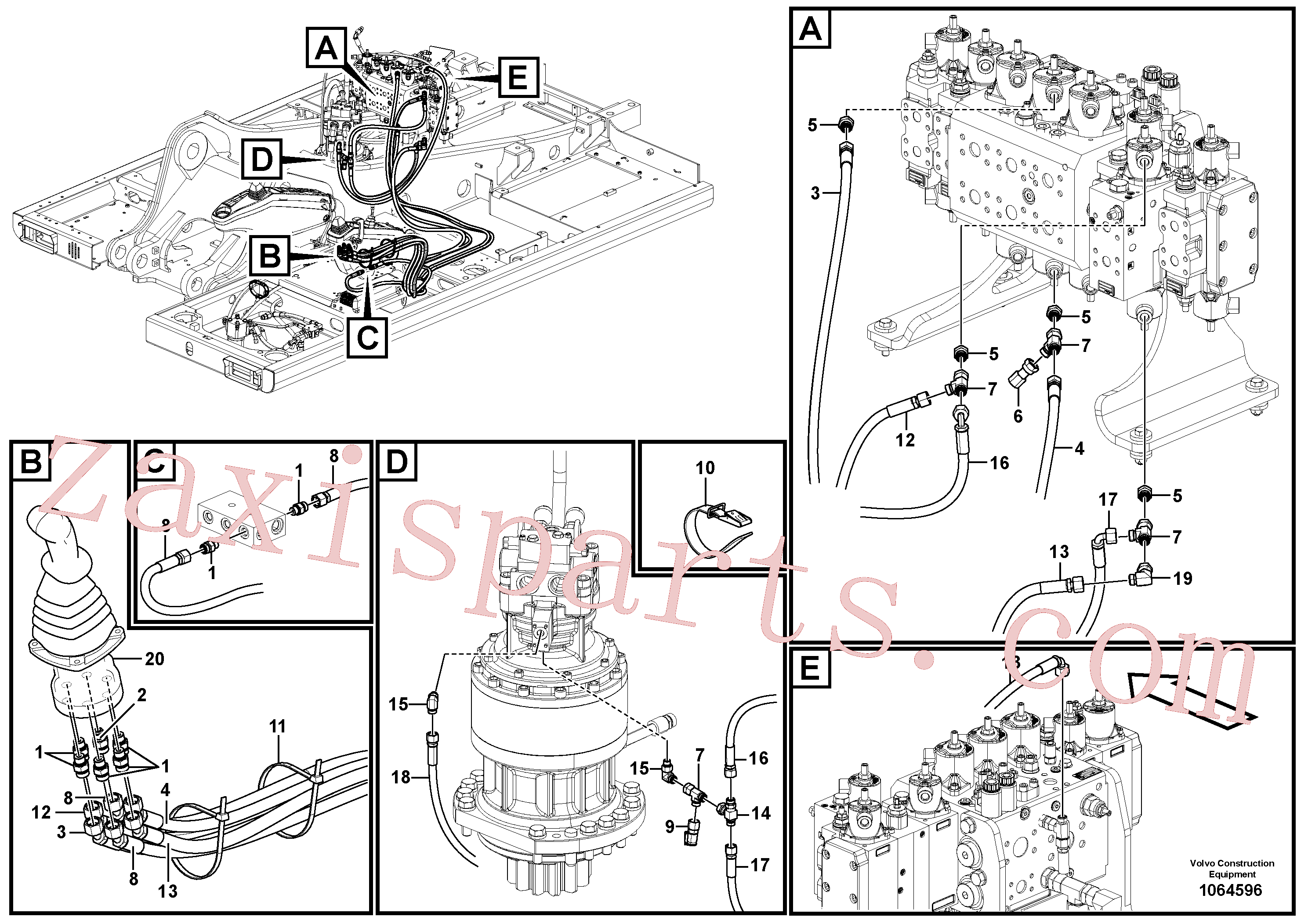 VOE14535707 for Volvo Servo system, control valve to remote control valve(1064596 assembly)