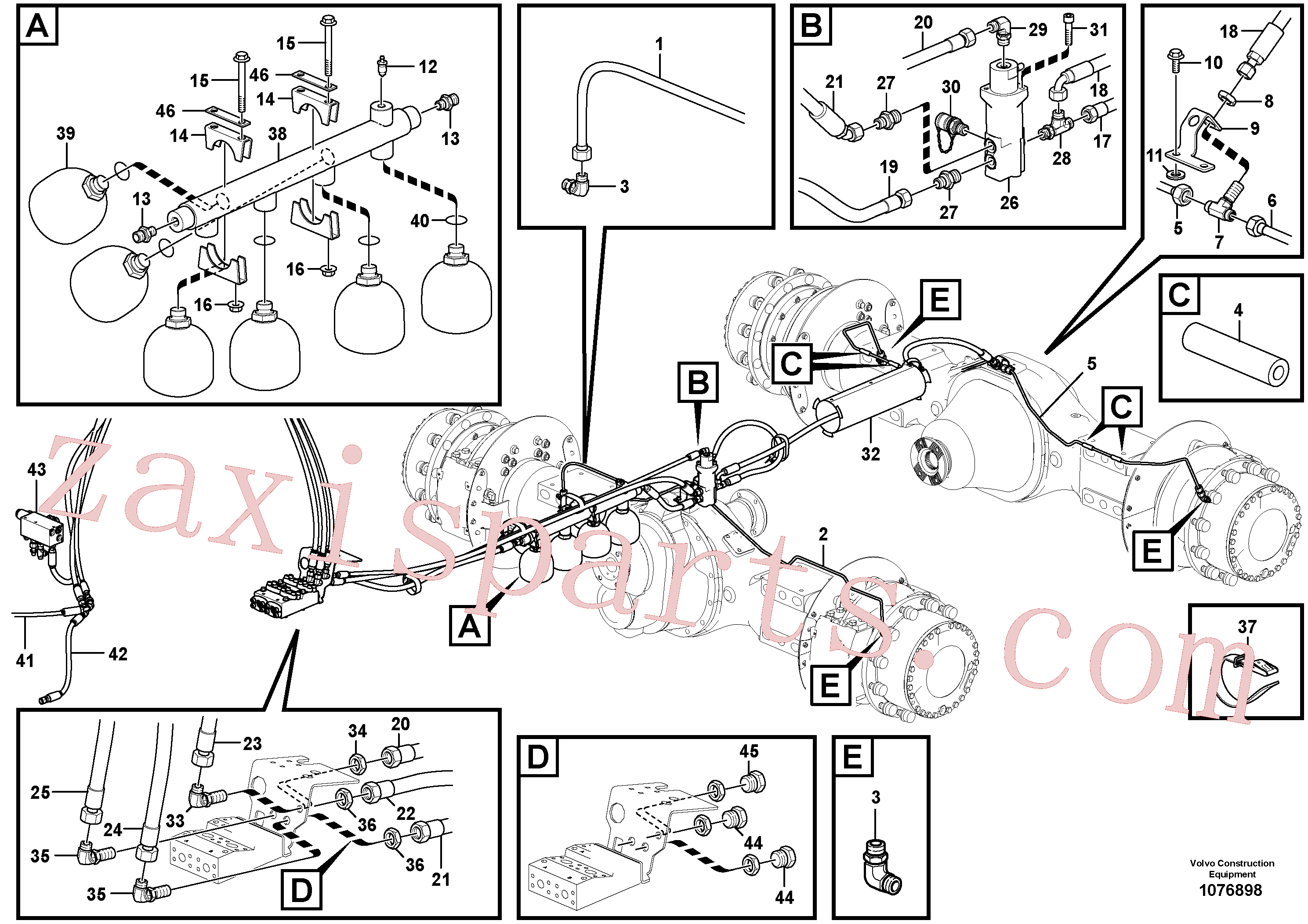 VOE935426 for Volvo Brake pipe with mounting parts. Load unit(1076898 assembly)