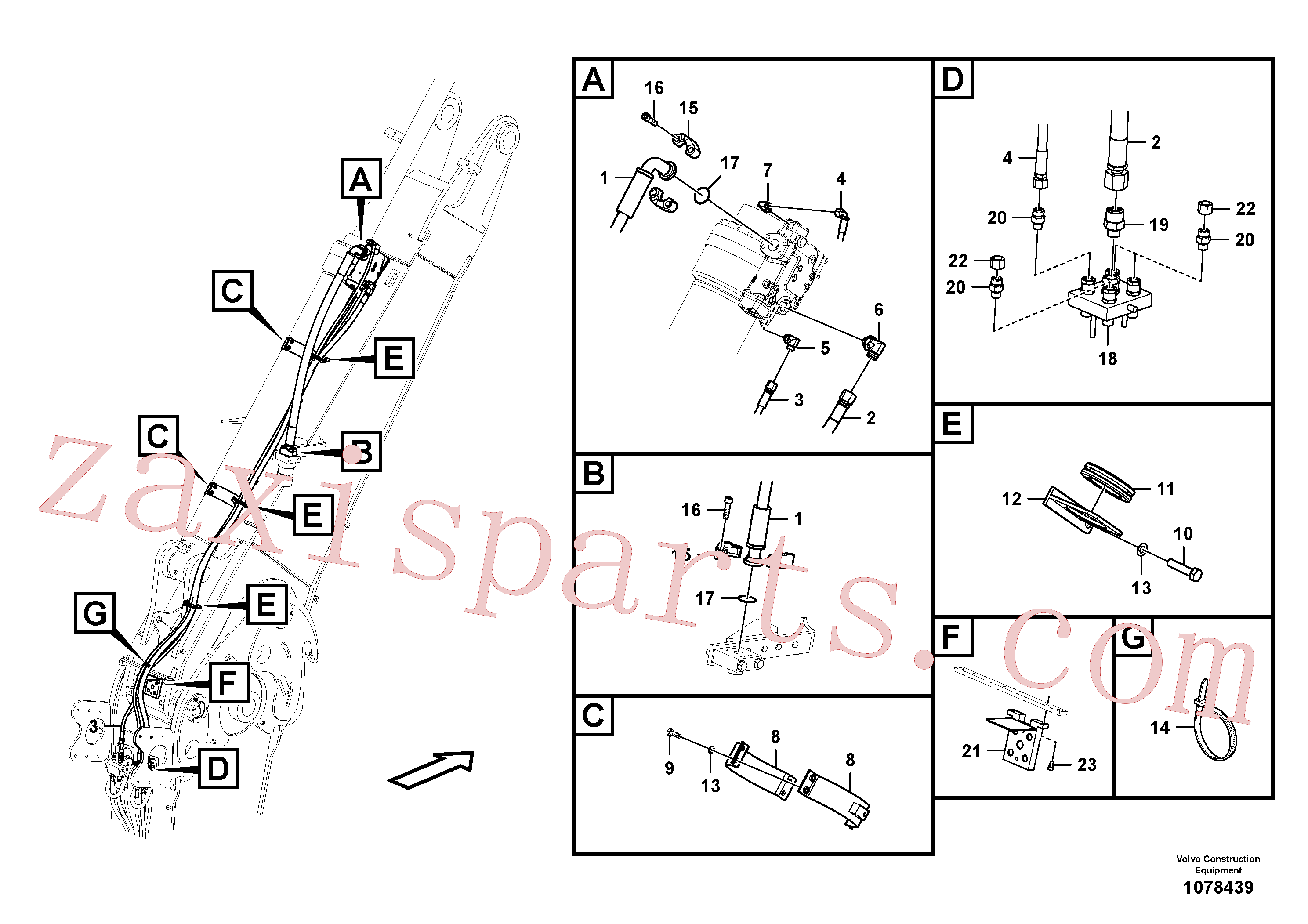 VOE15099928 for Volvo Working hydraulic, dipper arm rupture(1078439 assembly)