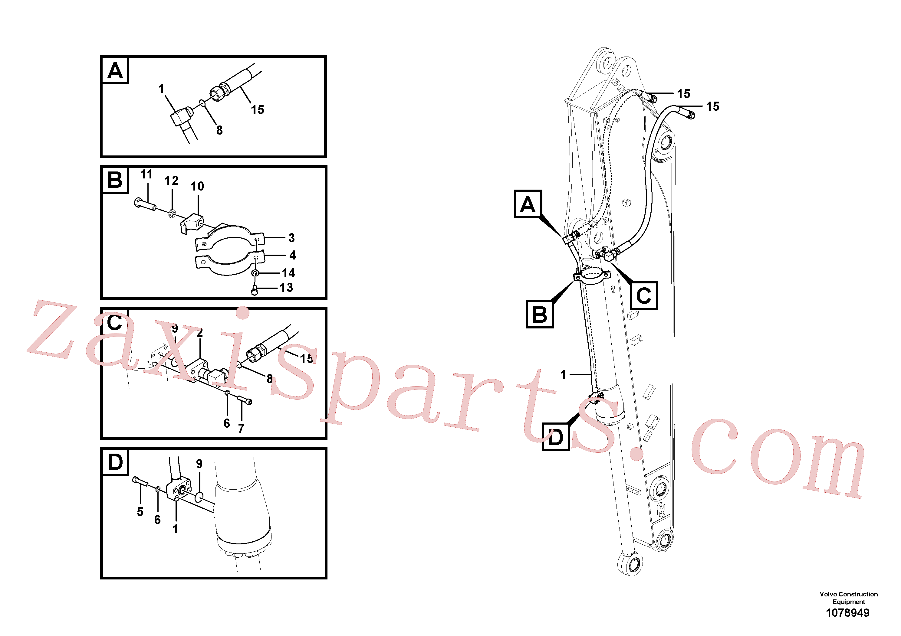 VOE937764 for Volvo Working hydraulic, bucket cylinder on dipper arm(1078949 assembly)