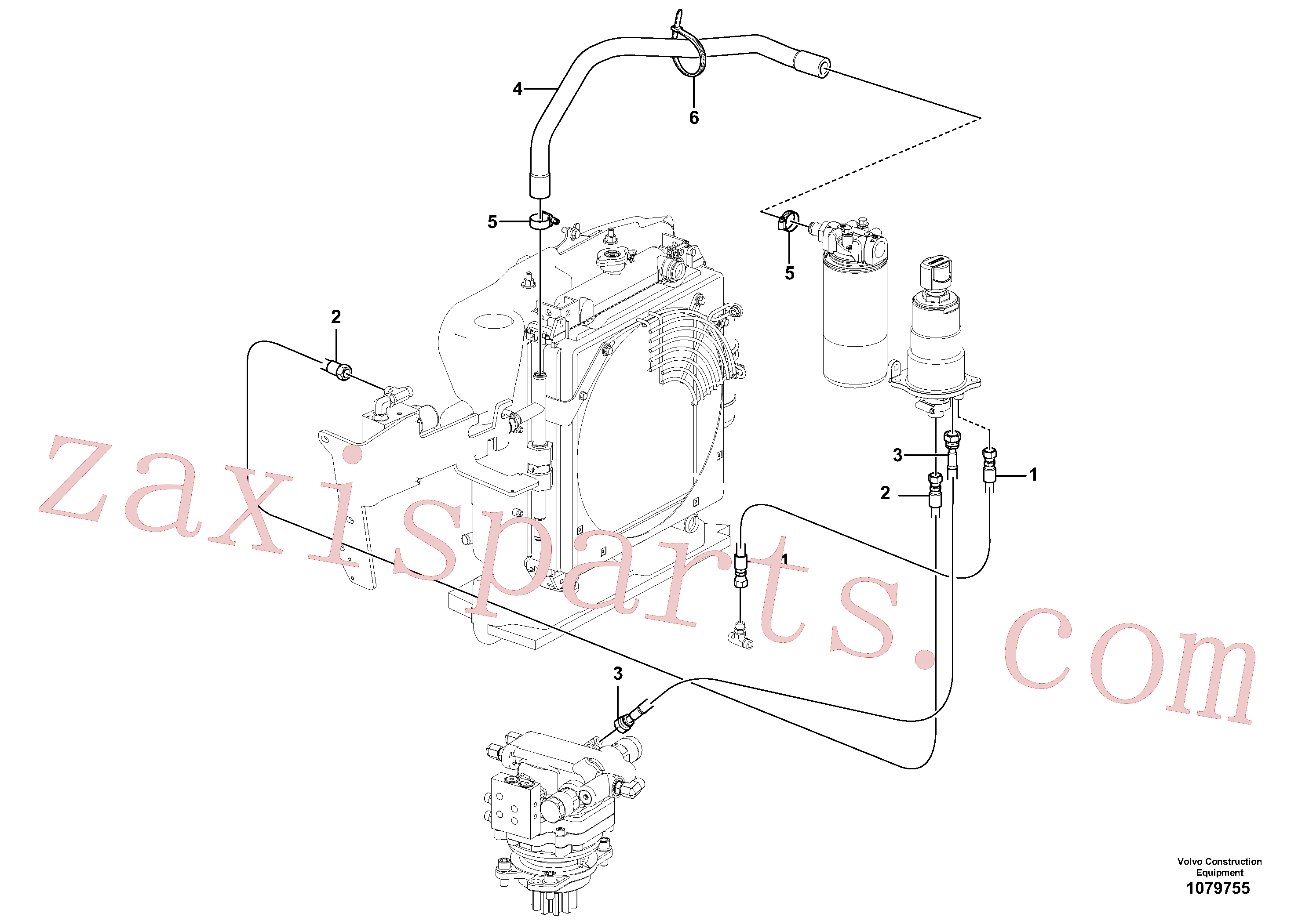 VOE993961 for Volvo Hydraulic system, hydraulic tank to hydraulic oil cooler(1079755 assembly)