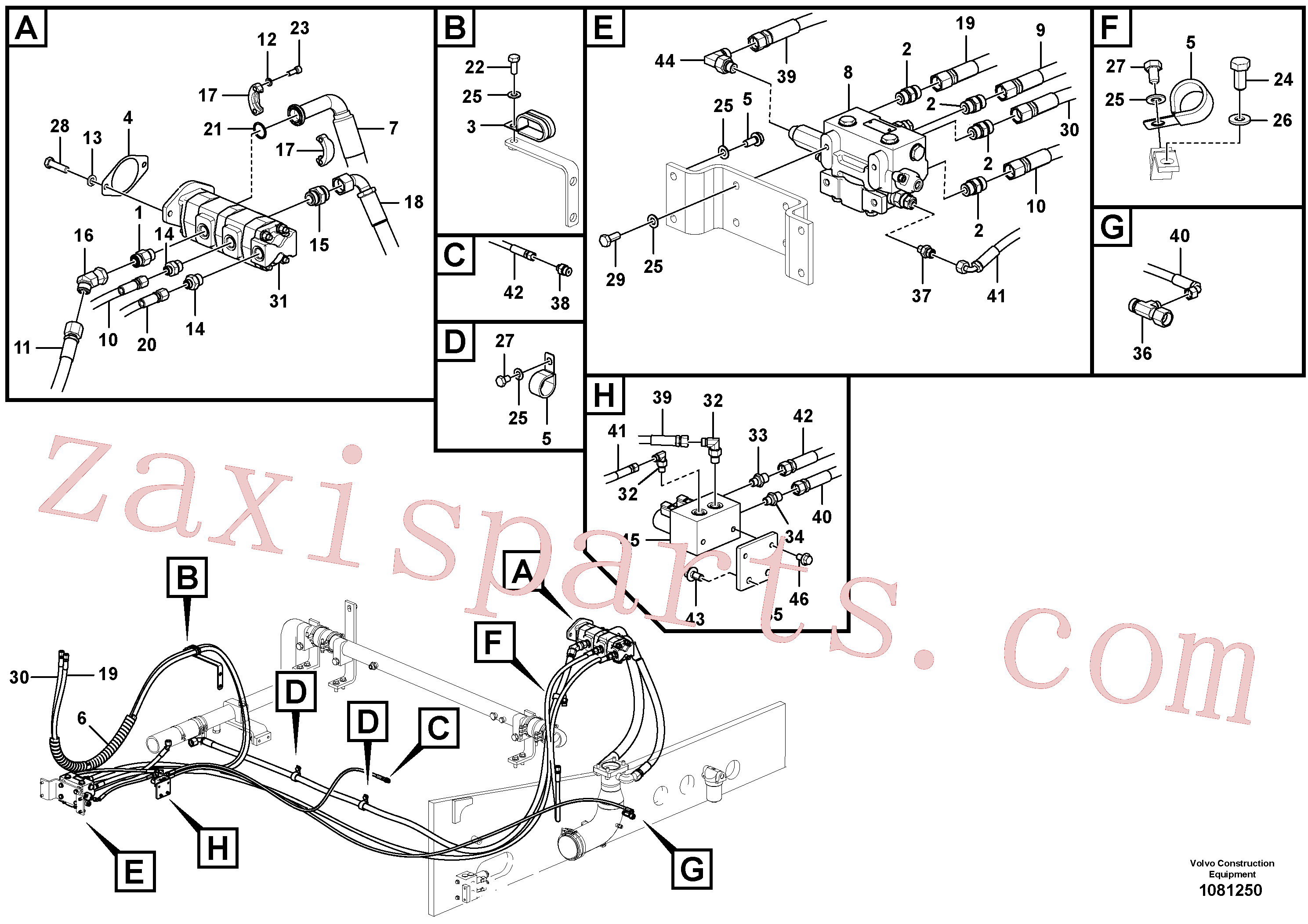 VOE14671409 for Volvo Working hydraulic, slope and rotator on upper frame(1081250 assembly)