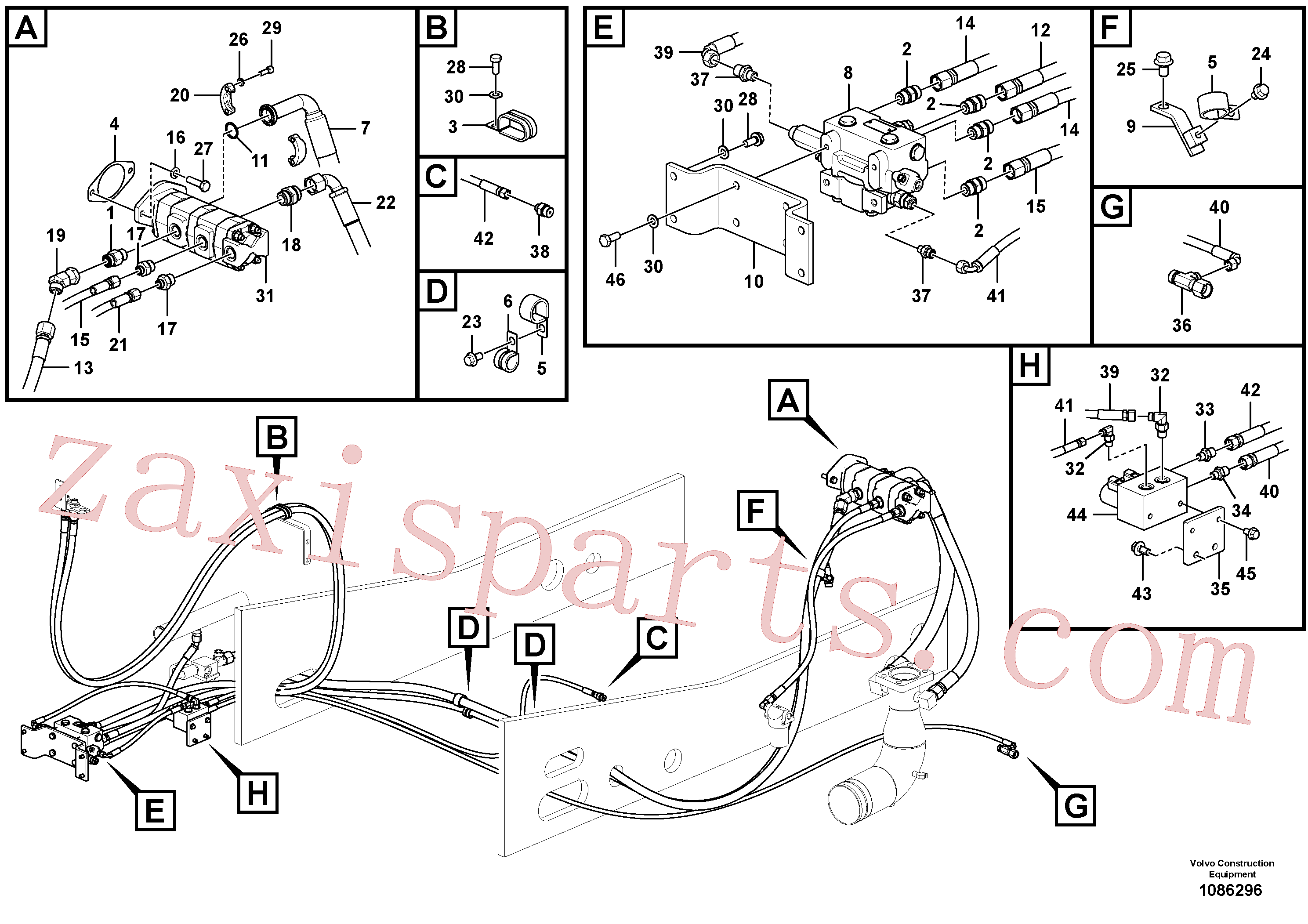 VOE14671409 for Volvo Working hydraulic, slope and rotator on upper frame(1086296 assembly)