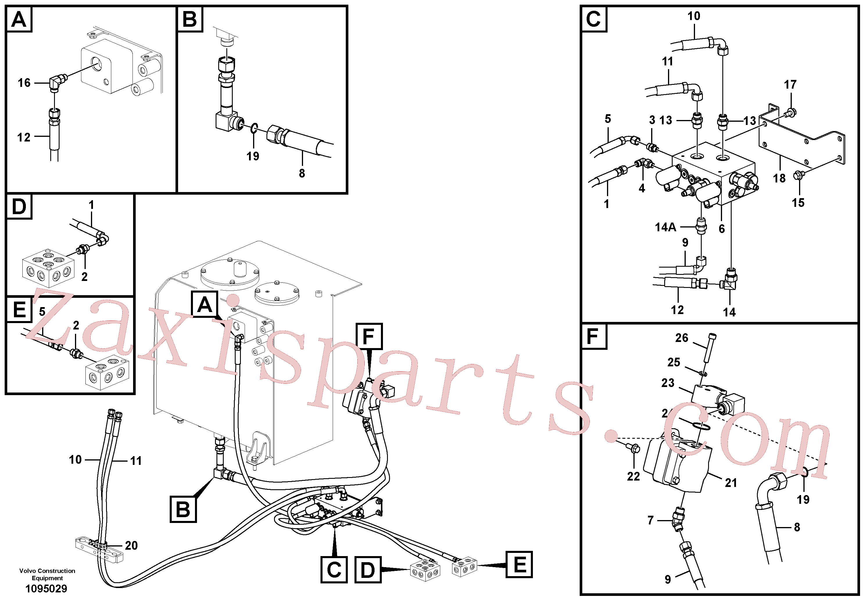 VOE14559178 for Volvo Working hydraulic, slope and rotator on upper frame(1095029 assembly)