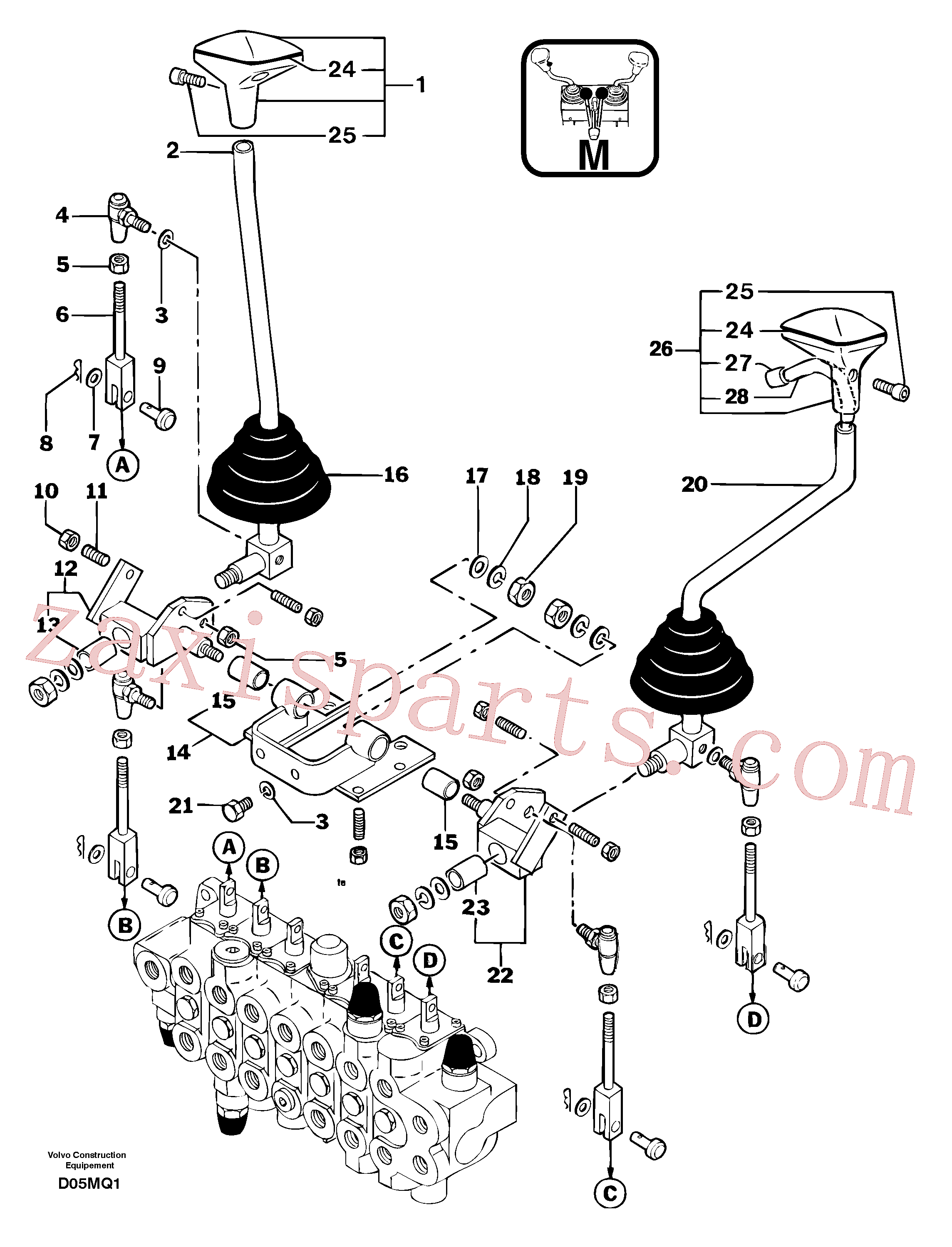 PJ3780016 for Volvo Control levers : boom/dipper arm/ bucket/ slewing(D05MQ1 assembly)