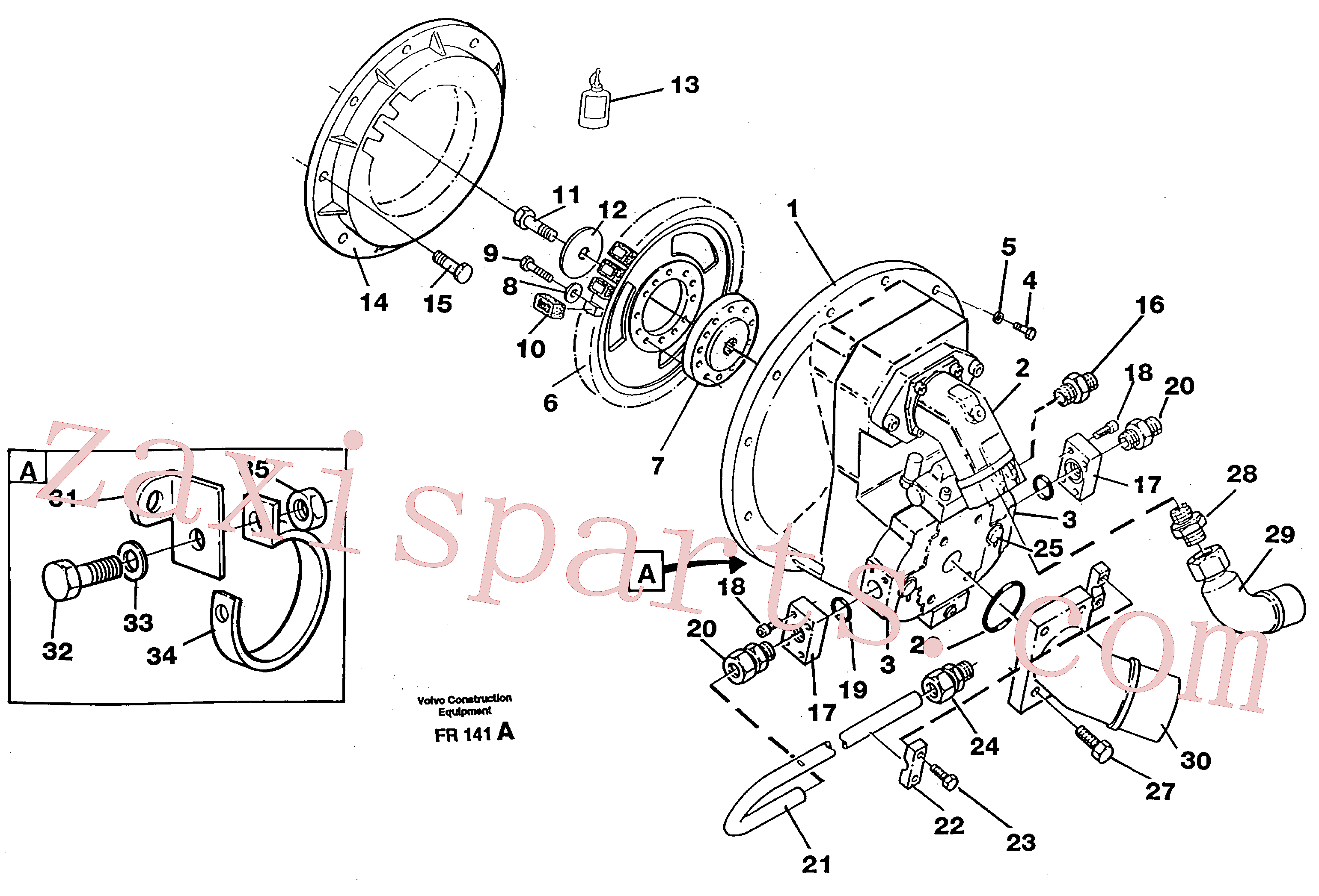 VOE14216062 for Volvo Pump gear box with assemblying parts(FR141A assembly)