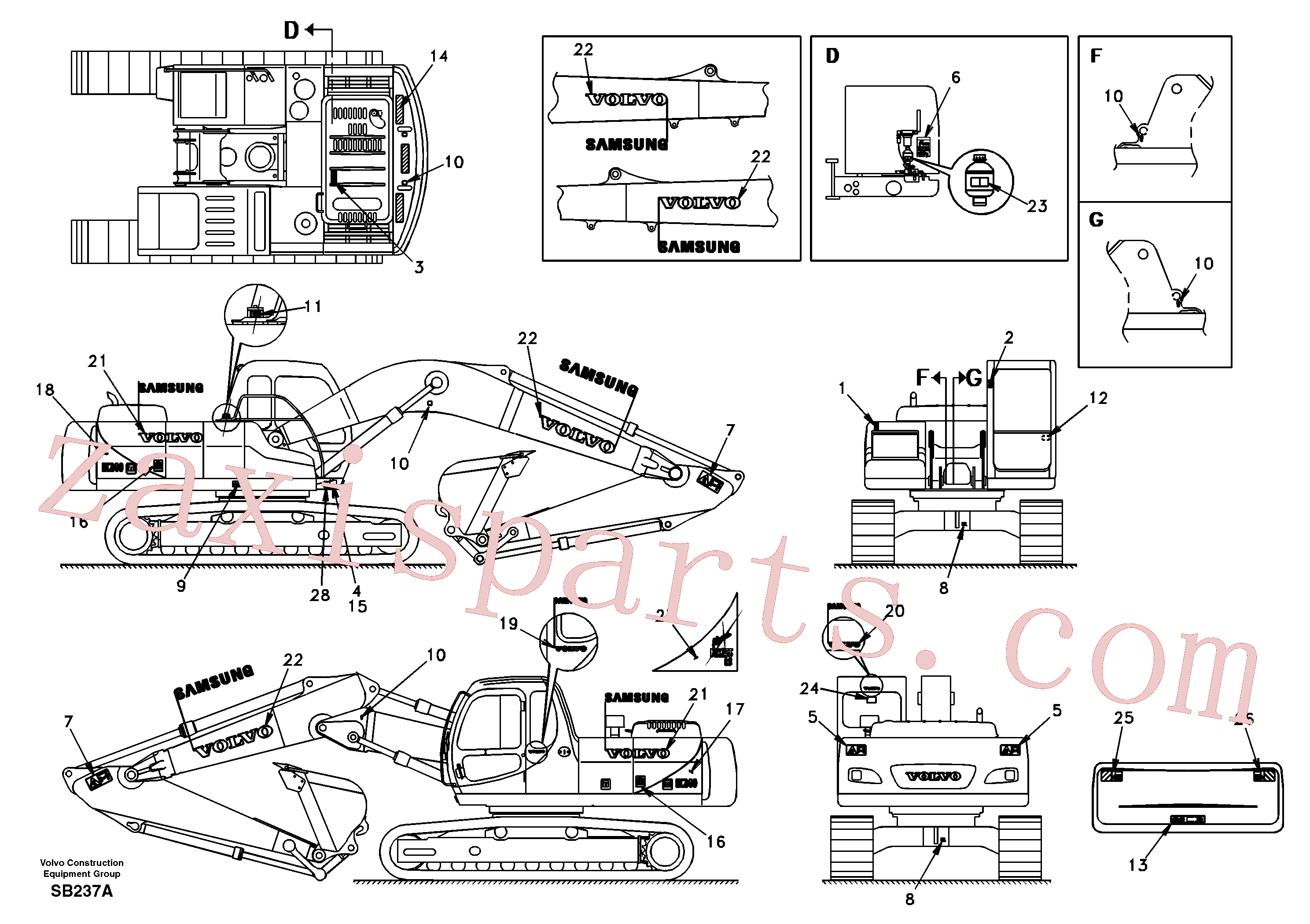 SA1192-03840 for Volvo Decal, outer location(SB237A assembly)