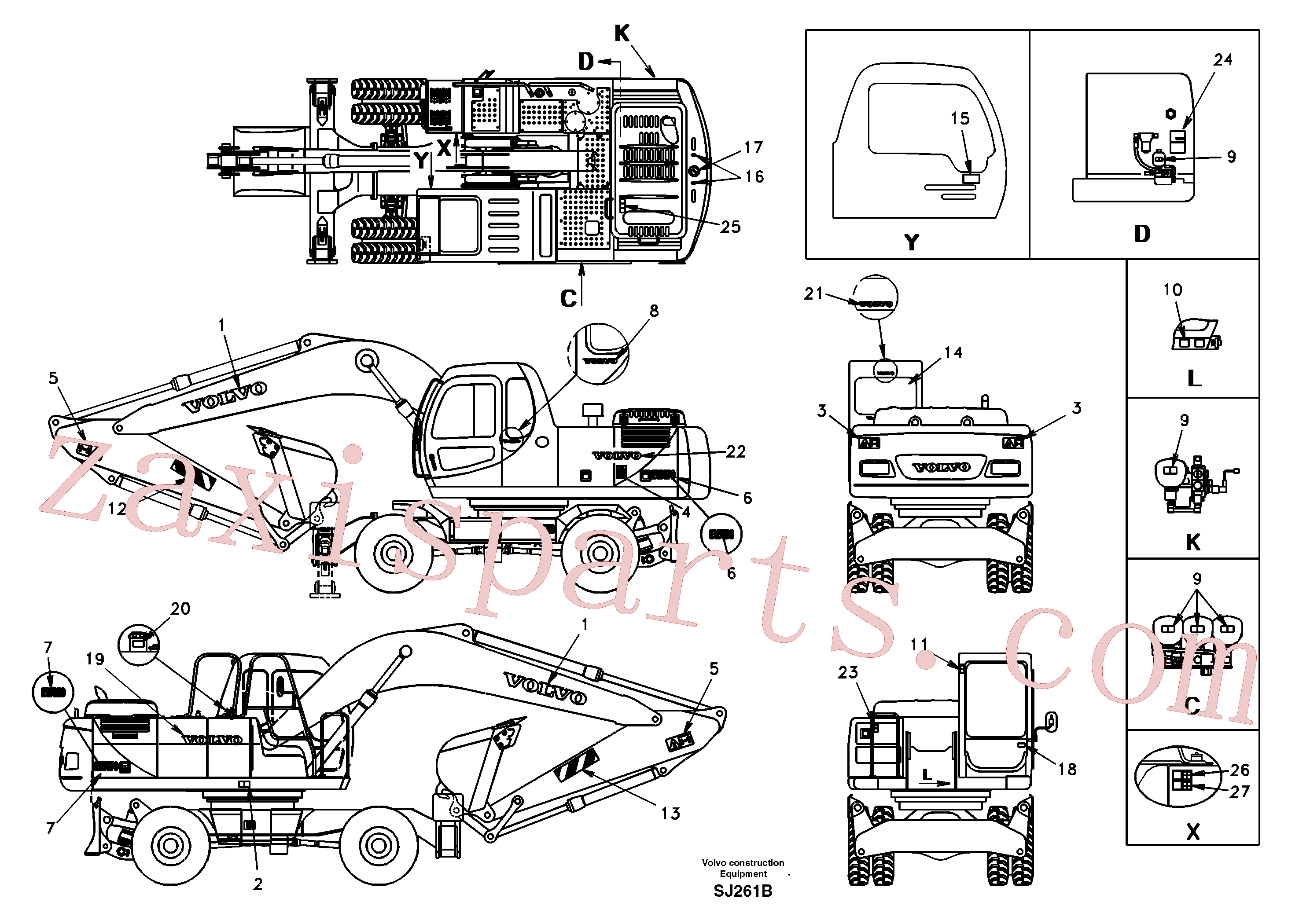 SA1192-03840 for Volvo Decal, outer location(SJ261B assembly)