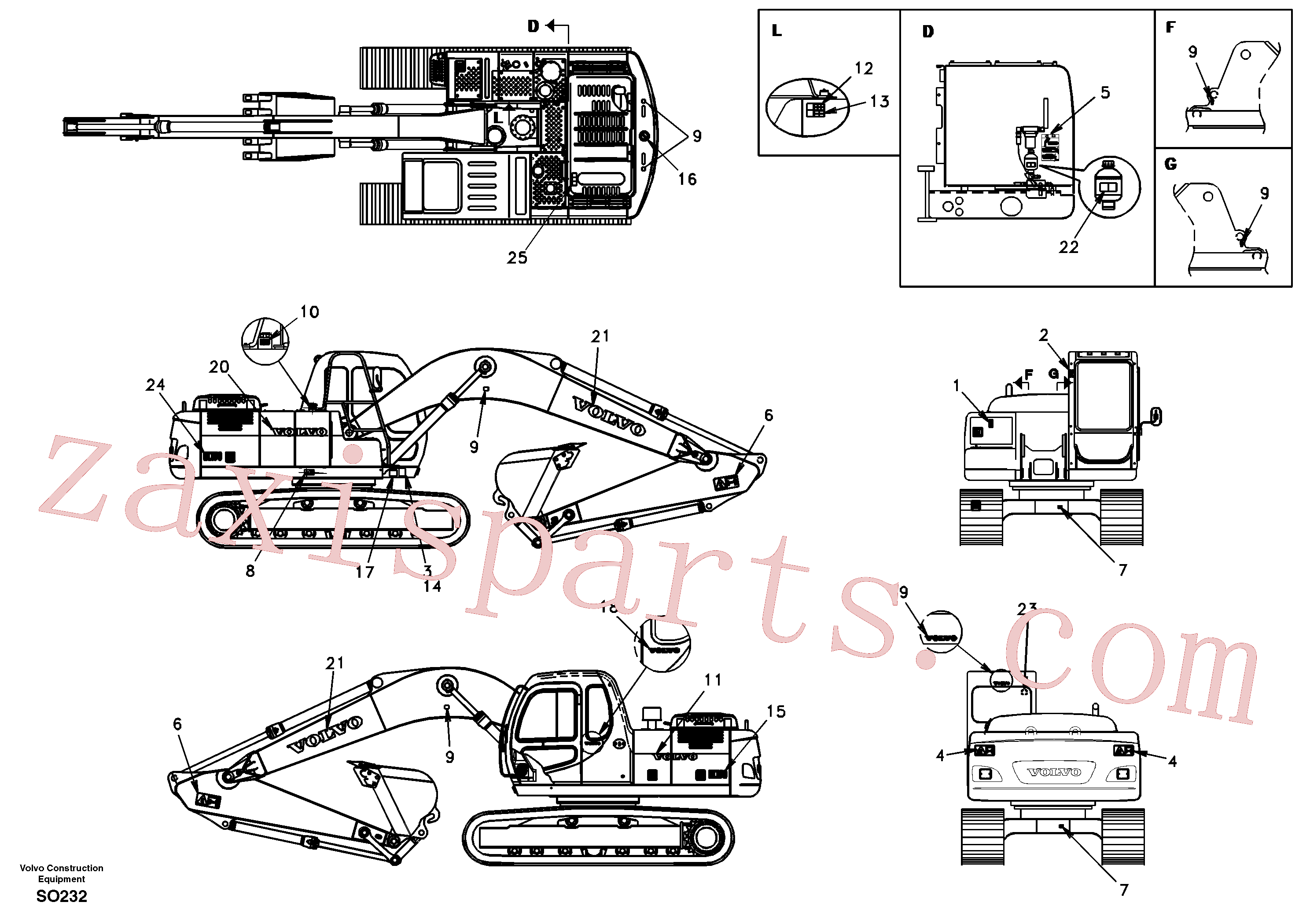 SA1192-03840 for Volvo Decal, outer location(SO232 assembly)